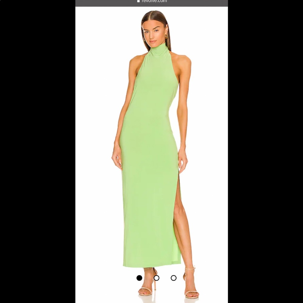 Norma Kamali halter slit maxi gown green small